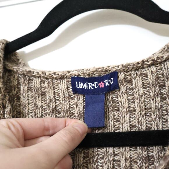 Vintage Limited Too Brown 1/4 Zip Hooded Pullover Sweater S/M y2k - Picture 3 of 8